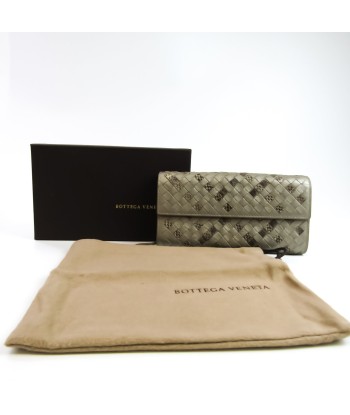 Bottega Veneta Intrecciato Unisex Leather Long Wallet (bi-fold) Silver commande en ligne