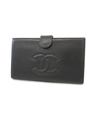 Auth Chanel Bi-Fold Wallet Caviar Skin Black Gold Metal En savoir plus