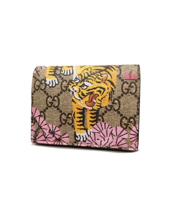 Auth Gucci bi-fold wallet GG Supreme Bengal tiger 452362 beige gold metal Faites des économies