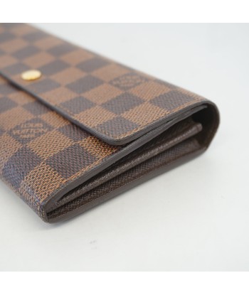 Auth Louis Vuitton Damier Long Bi-fold Wallet Portofeuil Sara N61734 MenWomen la colonne vertébrale