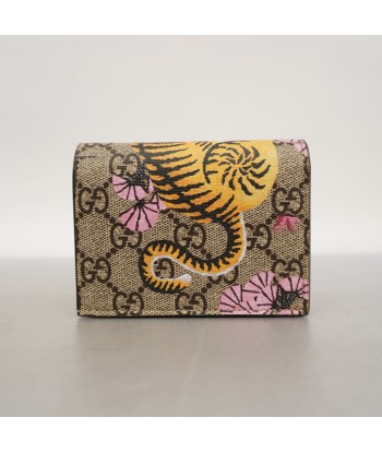 Auth Gucci bi-fold wallet GG Supreme Bengal tiger 452362 beige gold metal Faites des économies