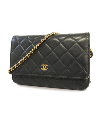 Auth Chanel Chain Wallet Matrasse Lambskin Black Gold Metal Le MVP de beaucoup