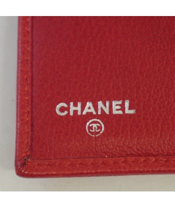 Auth Chanel Tri-Fold Wallet Camellia Leather Red store