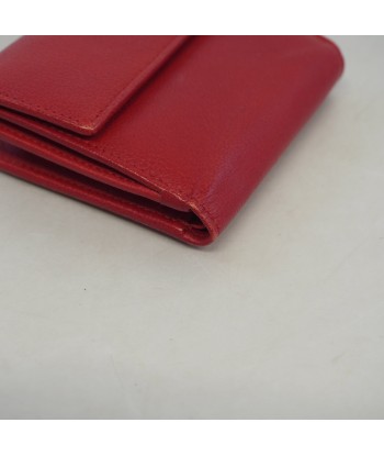 Auth Chanel Tri-Fold Wallet Camellia Leather Red store