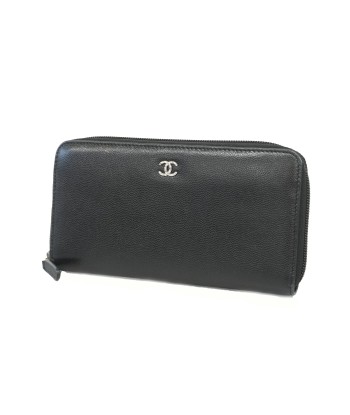 Auth Chanel Bifold Long Wallet Womens Caviar Leather Long Wallet (bi-fold) une grave pollution 