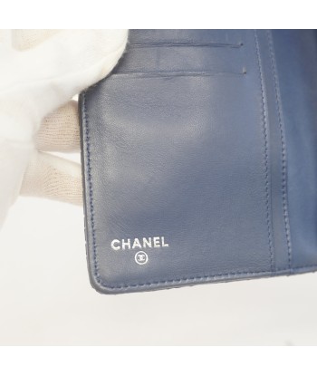 Auth Chanel Matelasse Punching Womens Leather Long Wallet (bi-fold) Blue prix pour 