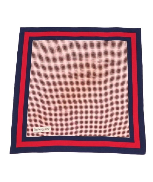 Yves Saint Laurent Scarf 100% Silk Women's White / Navy Red paiement sécurisé