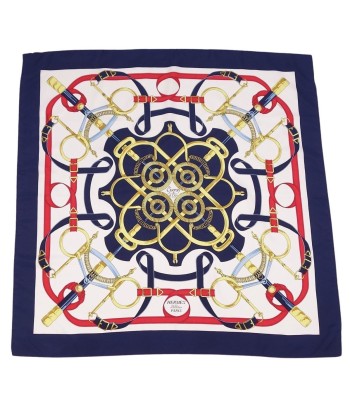 Hermes HERMES Scarf Muffler Carre 90 Eperon dor (Golden Spur) Silk Ladies White / Navy Red Amélioration de cerveau avec