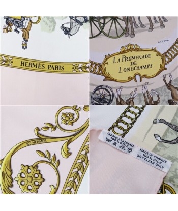 Hermes HERMES Scarf Carre 90 LA PROMENADE DE LONGCHAMPS (Walk to Longchamp) Silk Ladies Pink / White en ligne