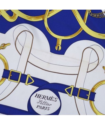 Hermes HERMES Scarf Carre 90 Eperon dor (Golden Spur) Silk Ladies 100% Blue / White 2 - 3 jours ouvrés.