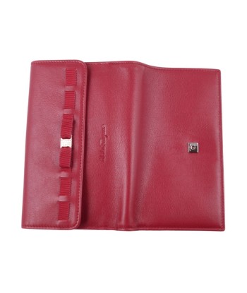 Salvatore Ferragamo Wallet Tri-Fold Ribbon Rhinestone Leather Red sélection de produits