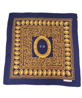 Christian Dior Scarf 100% Silk Womens Navy / Gold pas cher chine