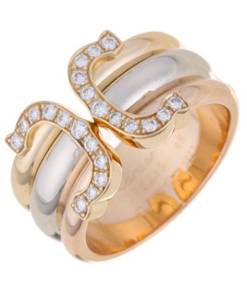 Cartier 2C Diamond  48 Ladies Ring 750 Yellow Gold pas cher