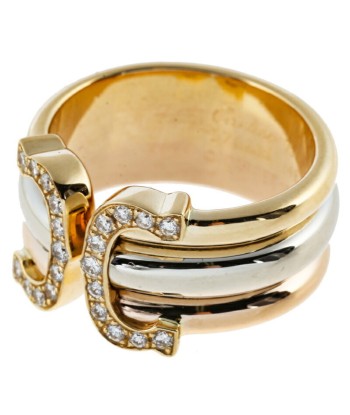 Cartier 2C Diamond  48 Ladies Ring 750 Yellow Gold pas cher