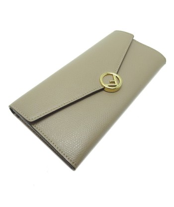 Fendi Continental Effiz Ladies Wallet 8M 0251 A18-B Grain Calf Leather Gray Beige de pas cher