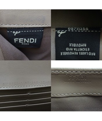 Fendi Continental Effiz Ladies Wallet 8M 0251 A18-B Grain Calf Leather Gray Beige de pas cher