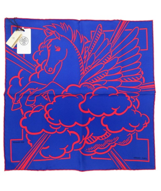 Hermes Carre 45 Gavroche Twill Pegasus Pop Silk Blue Roy Scarf Muffler 0147 HERMES pas cher 