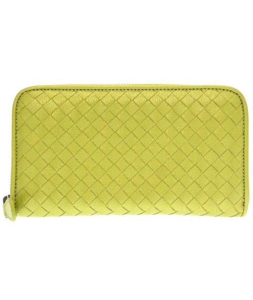 Bottega Veneta Intrecciato Leather Yellow Green Round Purse 0092 BOTTEGA VENETA soldes