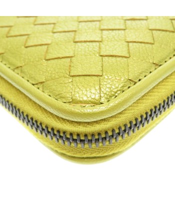 Bottega Veneta Intrecciato Leather Yellow Green Round Purse 0092 BOTTEGA VENETA soldes