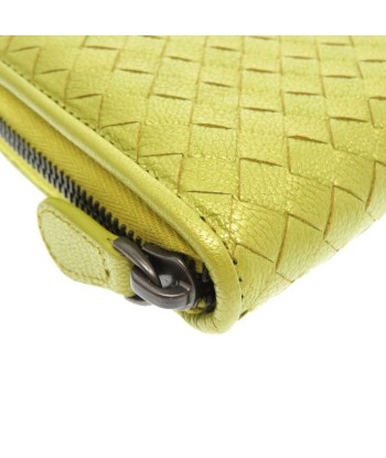 Bottega Veneta Intrecciato Leather Yellow Green Round Purse 0092 BOTTEGA VENETA soldes