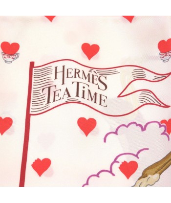 Hermes Carre 70 TEA TIME Heart Pattern Silk White Franboise Scarf Muffler 0150 HERMES sur le site 