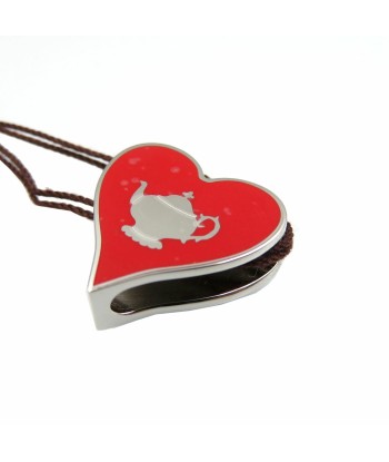 Hermes Tea Time Heart Motif Metal Silver Red Scarf Muffler Ring 0054HERMES les ligaments