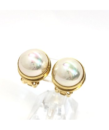 CELINE Celine Earrings Fake Pearl White Clip Round Circle Ladies Véritable concentré