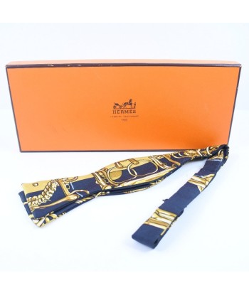 HERMES Hermes Bowtie Silk Navy Blue Mens Tie brillant des détails fins