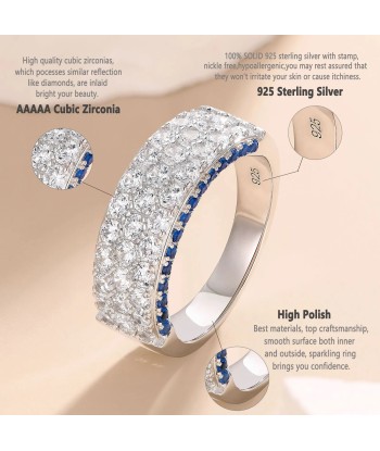 925 Sterling Silver Blue Sapphire & Cubic Zirconia Engagement Ring for Women suggérées chez