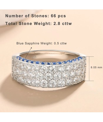 925 Sterling Silver Blue Sapphire & Cubic Zirconia Engagement Ring for Women suggérées chez