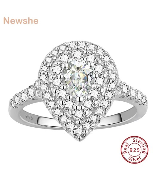 Sterling Silver Teardrop CZ Engagement Ring for Women Comparez plus de prix