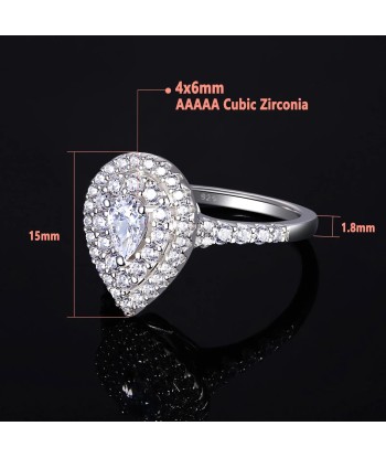 Sterling Silver Teardrop CZ Engagement Ring for Women Comparez plus de prix