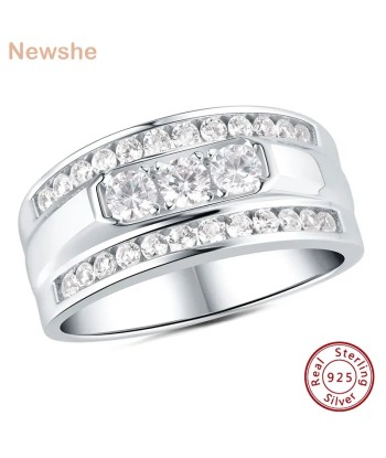 925 Sterling Silver Round Zircon Wedding Band for Men votre