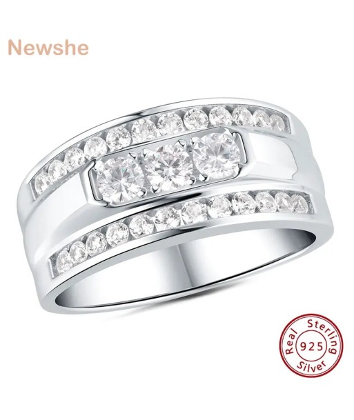 925 Sterling Silver Round Zircon Wedding Band for Men votre