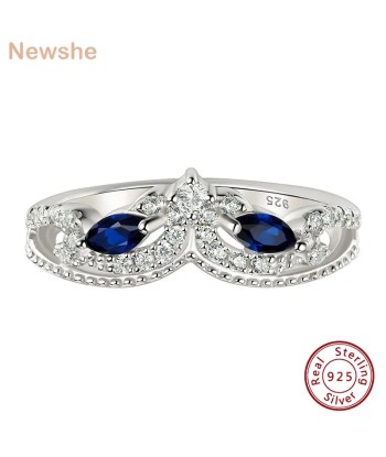 Silver Marquise Blue Sapphire & Cubic Zircon Eternity Band for Women sur le site 