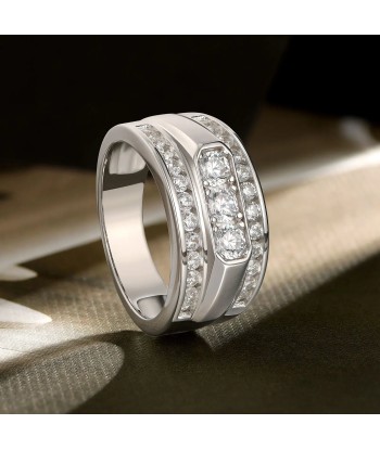 925 Sterling Silver Round Zircon Wedding Band for Men votre