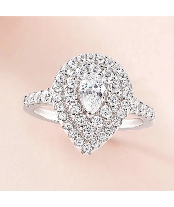 Sterling Silver Teardrop CZ Engagement Ring for Women Comparez plus de prix