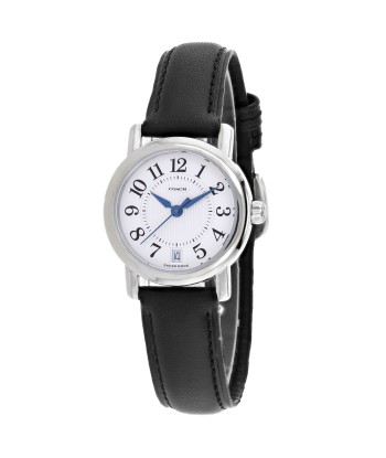 Coach Women's Black Leather Silver Quartz français