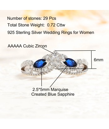 Silver Marquise Blue Sapphire & Cubic Zircon Eternity Band for Women sur le site 