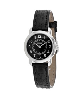 Coach Women's Black Leather Silver Quartz offre 