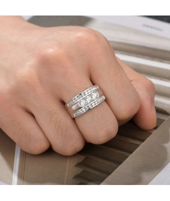 925 Sterling Silver Round Zircon Wedding Band for Men votre