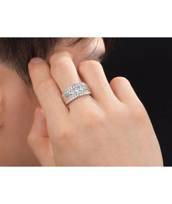 925 Sterling Silver Round Zircon Wedding Band for Men votre