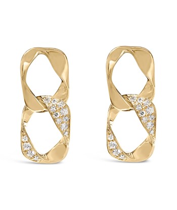 14K Yellow Gold Plated .925 Sterling Silver Open Link 1/5 Cttw Diamond Drop Earrings (H-I Color, I1-I2 Clarity) de technologie