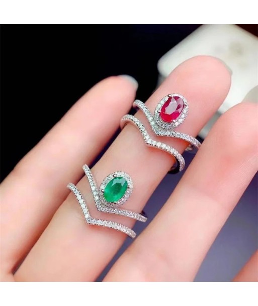 925 Silver Emerald and Ruby Ring for Women votre