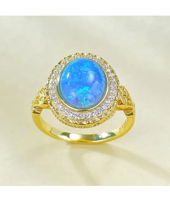 Sterling Silver Blue Opal Wedding Band for Women Découvrez la collection