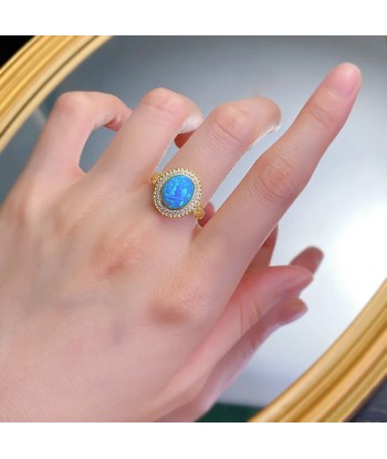 Sterling Silver Blue Opal Wedding Band for Women Découvrez la collection