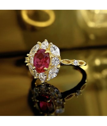 925 Sterling Silver Pigeon Blood Red Ruby Ring for Women solde