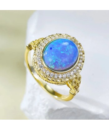 Sterling Silver Blue Opal Wedding Band for Women Découvrez la collection