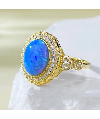 Sterling Silver Blue Opal Wedding Band for Women Découvrez la collection