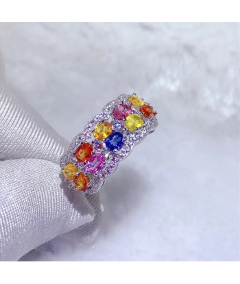 S925 Sterling Silver Sapphire Multicolor Wedding Ring for Women vous aussi creer 